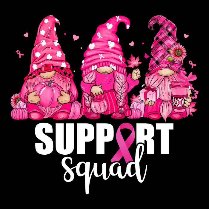 Breast Cancer Awareness Gnomes Support Squad Flatbill Hat
