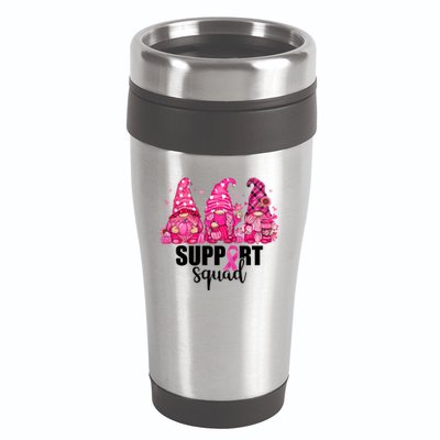 Breast Cancer Awareness Gnomes Support Squad 16oz Travel Tumbler