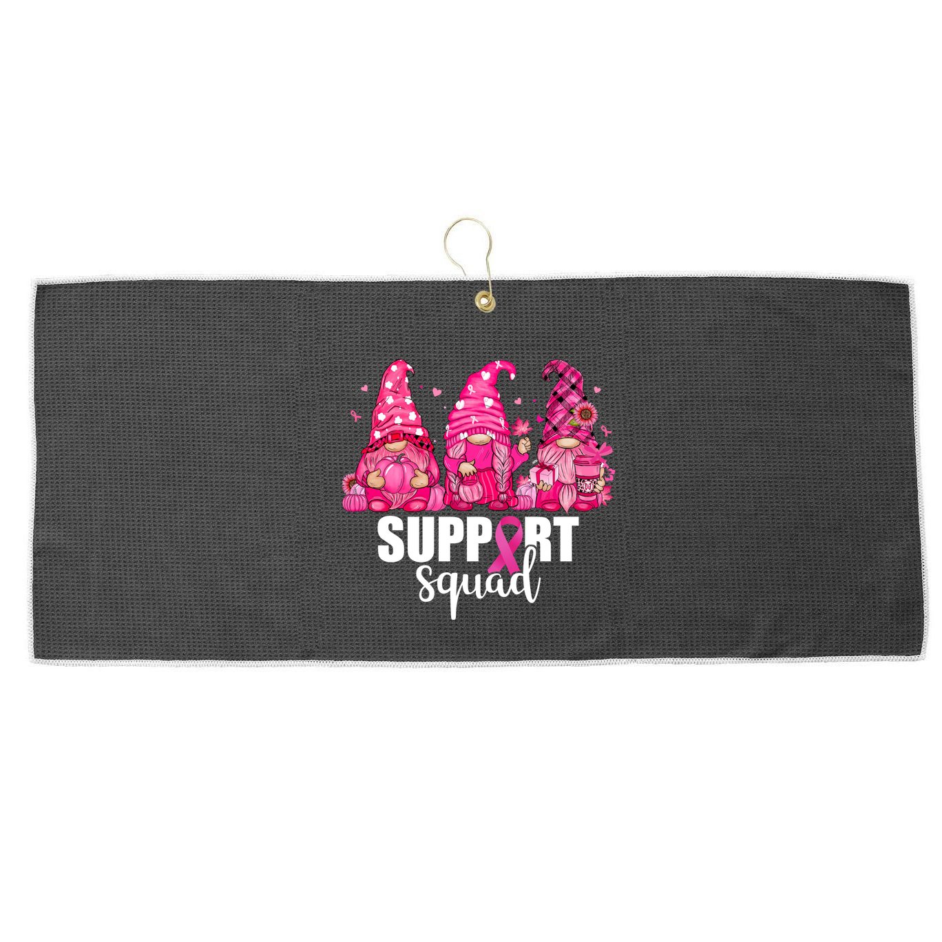 Breast Cancer Awareness Gnomes Support Squad Large Microfiber Waffle Golf Towel