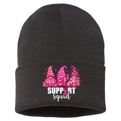 Breast Cancer Awareness Gnomes Support Squad Sustainable Knit Beanie