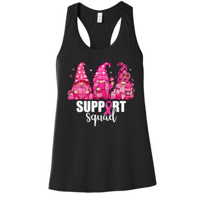 Breast Cancer Awareness Gnomes Support Squad Women's Racerback Tank