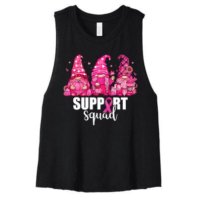 Breast Cancer Awareness Gnomes Support Squad Women's Racerback Cropped Tank