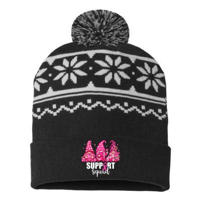 Breast Cancer Awareness Gnomes Support Squad USA-Made Snowflake Beanie