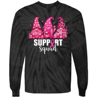 Breast Cancer Awareness Gnomes Support Squad Tie-Dye Long Sleeve Shirt