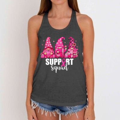 Breast Cancer Awareness Gnomes Support Squad Women's Knotted Racerback Tank