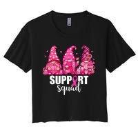 Breast Cancer Awareness Gnomes Support Squad Women's Crop Top Tee