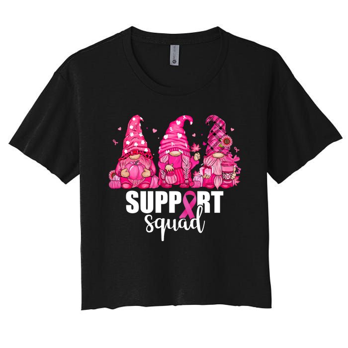 Breast Cancer Awareness Gnomes Support Squad Women's Crop Top Tee