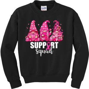 Breast Cancer Awareness Gnomes Support Squad Kids Sweatshirt