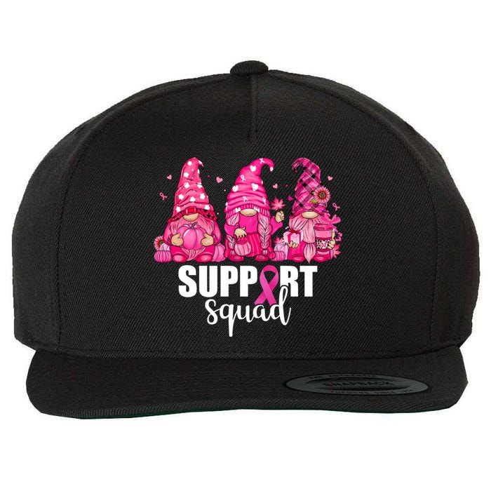 Breast Cancer Awareness Gnomes Support Squad Wool Snapback Cap