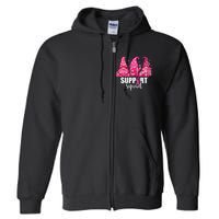 Breast Cancer Awareness Gnomes Support Squad Full Zip Hoodie