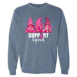 Breast Cancer Awareness Gnomes Support Squad Garment-Dyed Sweatshirt