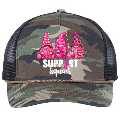 Breast Cancer Awareness Gnomes Support Squad Retro Rope Trucker Hat Cap