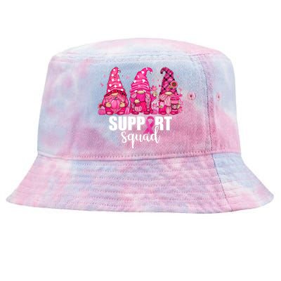 Breast Cancer Awareness Gnomes Support Squad Tie-Dyed Bucket Hat