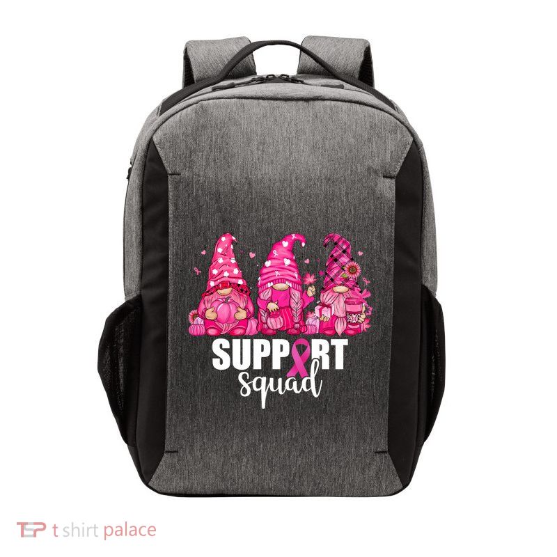 Breast Cancer Awareness Gnomes Support Squad Vector Backpack