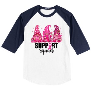 Breast Cancer Awareness Gnomes Support Squad Baseball Sleeve Shirt