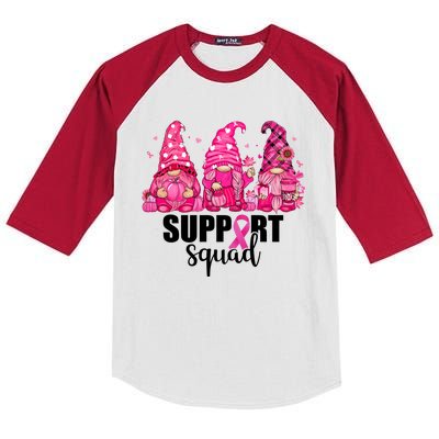 Breast Cancer Awareness Gnomes Support Squad Kids Colorblock Raglan Jersey