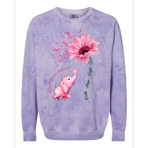 Breast Cancer Awareness Sunflower Elephant Pink Ribbon Colorblast Crewneck Sweatshirt