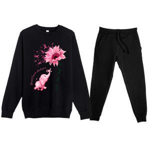 Breast Cancer Awareness Sunflower Elephant Pink Ribbon Premium Crewneck Sweatsuit Set