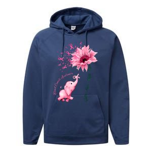 Breast Cancer Awareness Sunflower Elephant Pink Ribbon Performance Fleece Hoodie