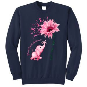 Breast Cancer Awareness Sunflower Elephant Pink Ribbon Tall Sweatshirt