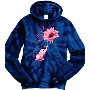 Breast Cancer Awareness Sunflower Elephant Pink Ribbon Tie Dye Hoodie