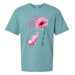 Breast Cancer Awareness Sunflower Elephant Pink Ribbon Sueded Cloud Jersey T-Shirt