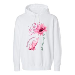 Breast Cancer Awareness Sunflower Elephant Pink Ribbon Garment-Dyed Fleece Hoodie