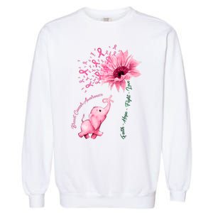 Breast Cancer Awareness Sunflower Elephant Pink Ribbon Garment-Dyed Sweatshirt