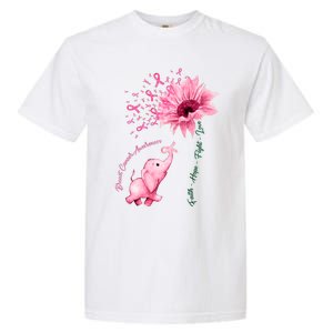 Breast Cancer Awareness Sunflower Elephant Pink Ribbon Garment-Dyed Heavyweight T-Shirt