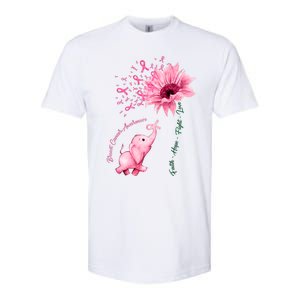 Breast Cancer Awareness Sunflower Elephant Pink Ribbon Softstyle CVC T-Shirt