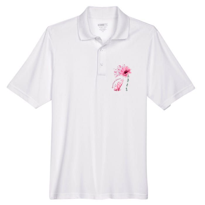 Breast Cancer Awareness Sunflower Elephant Pink Ribbon Men's Origin Performance Pique Polo