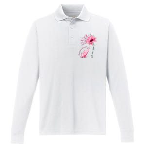 Breast Cancer Awareness Sunflower Elephant Pink Ribbon Performance Long Sleeve Polo