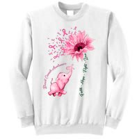 Breast Cancer Awareness Sunflower Elephant Pink Ribbon Sweatshirt