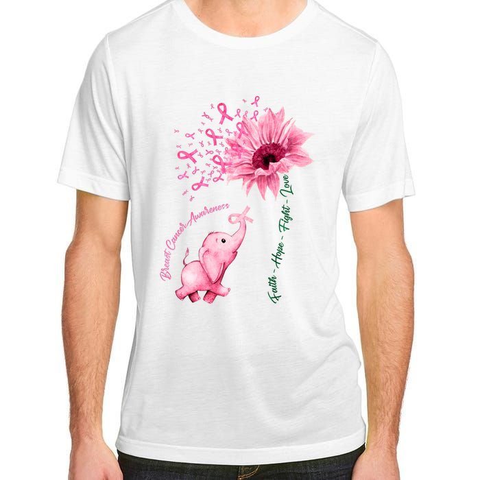 Breast Cancer Awareness Sunflower Elephant Pink Ribbon Adult ChromaSoft Performance T-Shirt