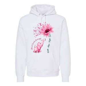 Breast Cancer Awareness Sunflower Elephant Pink Ribbon Premium Hoodie