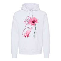 Breast Cancer Awareness Sunflower Elephant Pink Ribbon Premium Hoodie