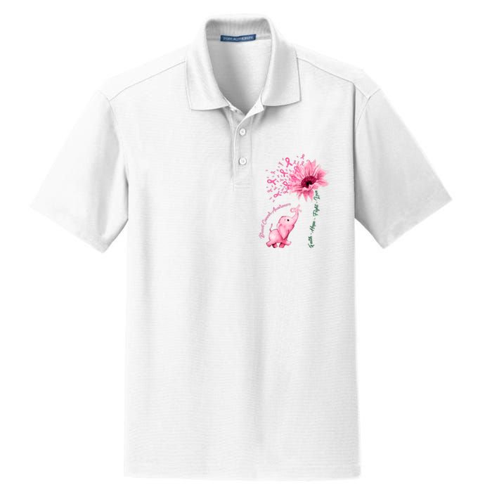 Breast Cancer Awareness Sunflower Elephant Pink Ribbon Dry Zone Grid Polo