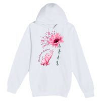 Breast Cancer Awareness Sunflower Elephant Pink Ribbon Premium Pullover Hoodie