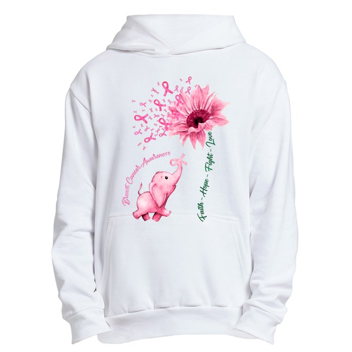 Breast Cancer Awareness Sunflower Elephant Pink Ribbon Urban Pullover Hoodie