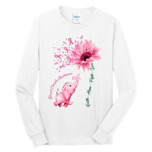 Breast Cancer Awareness Sunflower Elephant Pink Ribbon Tall Long Sleeve T-Shirt