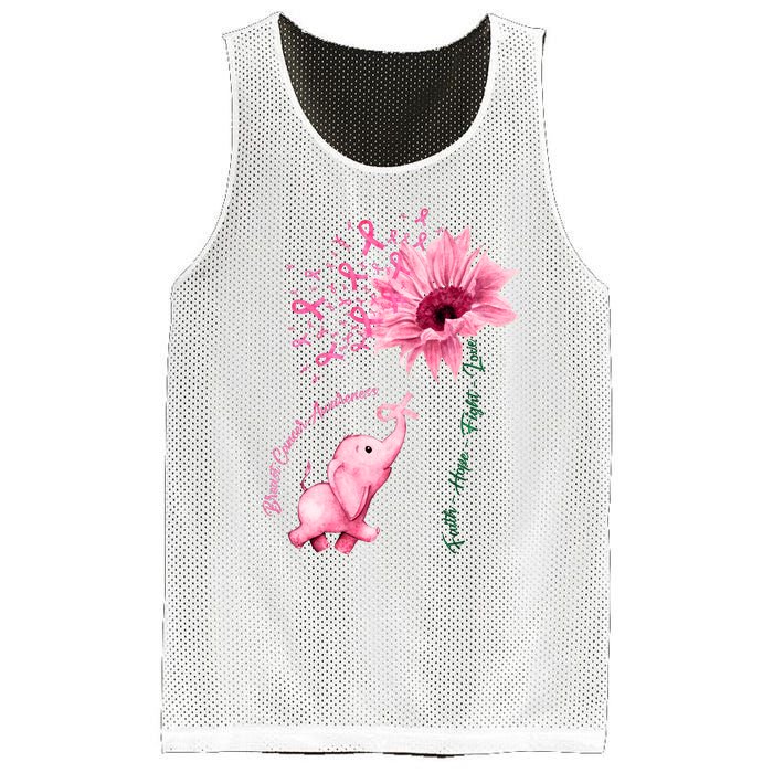 Breast Cancer Awareness Sunflower Elephant Pink Ribbon Mesh Reversible Basketball Jersey Tank