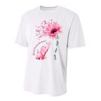 Breast Cancer Awareness Sunflower Elephant Pink Ribbon Performance Sprint T-Shirt