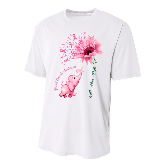 Breast Cancer Awareness Sunflower Elephant Pink Ribbon Performance Sprint T-Shirt