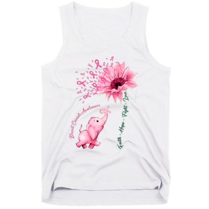 Breast Cancer Awareness Sunflower Elephant Pink Ribbon Tank Top