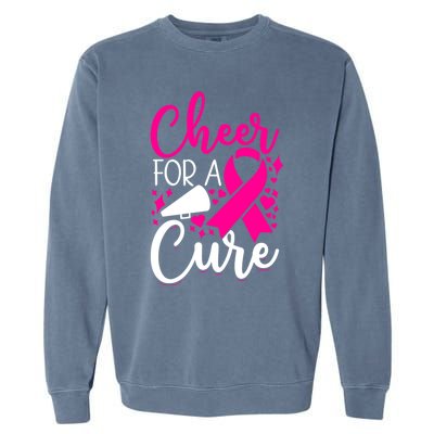 Breast Cancer Awareness Mom Cheerleading Cheer For The Cure Gift Garment-Dyed Sweatshirt