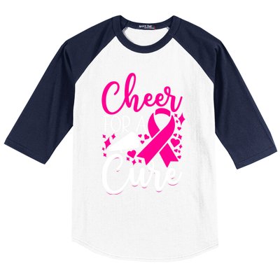 Breast Cancer Awareness Mom Cheerleading Cheer For The Cure Gift Baseball Sleeve Shirt