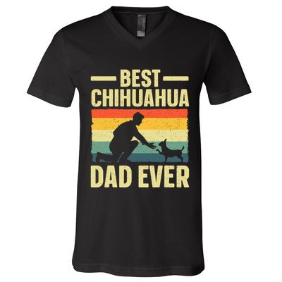 Best Chihuahua Art For Dad Chihuahua Dog Chihuahua Lover V-Neck T-Shirt