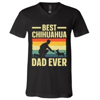 Best Chihuahua Art For Dad Chihuahua Dog Chihuahua Lover V-Neck T-Shirt