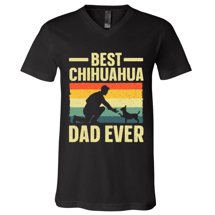 Best Chihuahua Art For Dad Chihuahua Dog Chihuahua Lover V-Neck T-Shirt