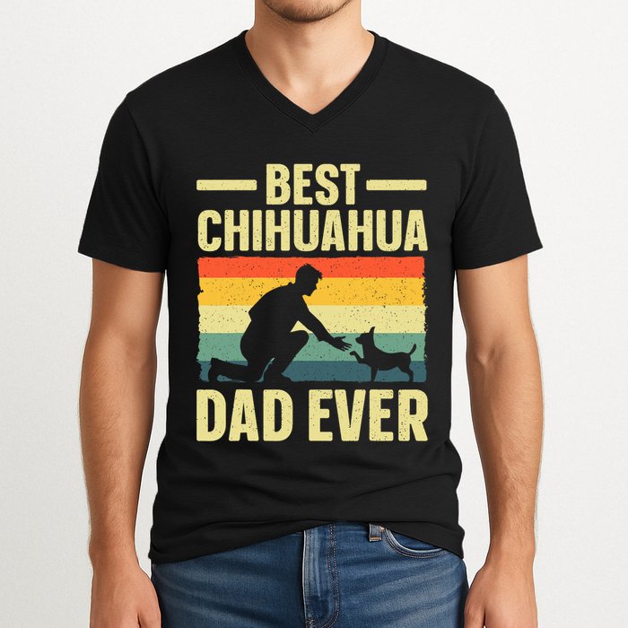 Best Chihuahua Art For Dad Chihuahua Dog Chihuahua Lover V-Neck T-Shirt